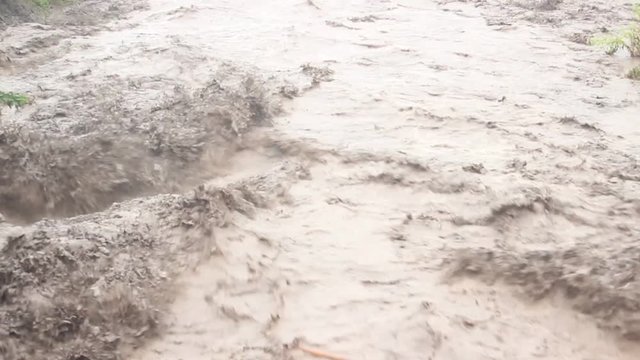 Floods At Semeru Mountain River, East Java , Indonesia