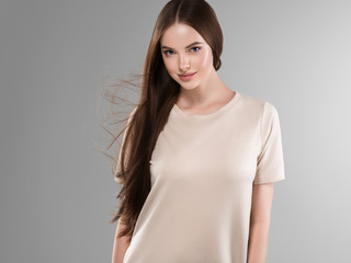 Obraz premium Beautiful hair woman long brunette hairsstyle healthy skin