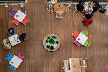 top view of a cafe with people - 251778752