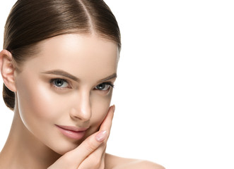 Fototapeta premium Beautiful hair woman long brunette hairsstyle healthy skin
