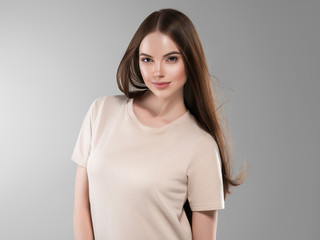 Obraz premium Beautiful hair woman long brunette hairsstyle healthy skin