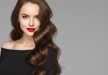 Beautiful hair woman long brunette hairsstyle healthy skin