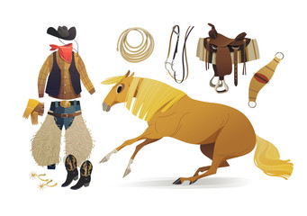 Palomino horse and cowboy essential apparel