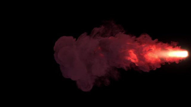 Colored torch fire with sparks and smoke. Separated on pure black background, contains alpha channel.