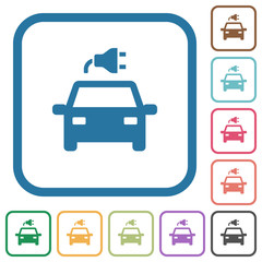 Electric car with connector simple icons