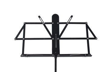 close up on a  black music stand isolated on white background  with clipping path and copy space for your text