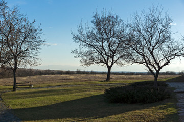 Sunset view of park in town of Hisarya, Plovdiv Region, Bulgaria