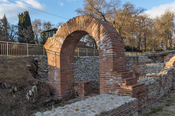 Sunset view of The ancient Thermal Baths of Diocletianopolis, town of Hisarya, Plovdiv Region, Bulgaria