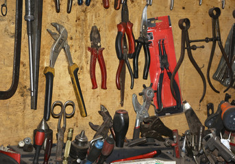 tools on wooden background