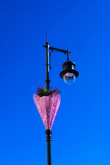 Beautiful  street  lamp  located on a background of blue sky