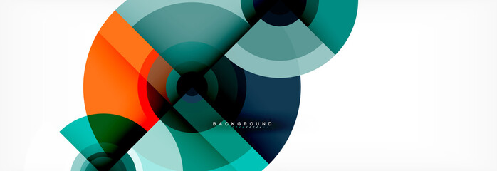 Obraz premium Minimalni geometryczni okręgi i trójboka abstrakcjonistyczny tło, techno nowożytny projekt, plakatowy szablon