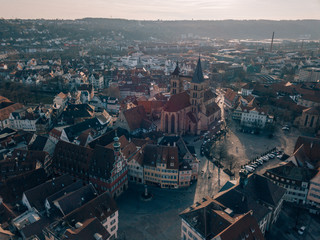 Aerial drone shot of Esslingen am Neckar, South Germany