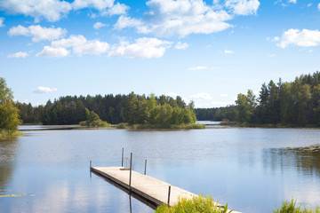 Beautiful view at little lake at Hjalmaren canal, Arboga, Sweden