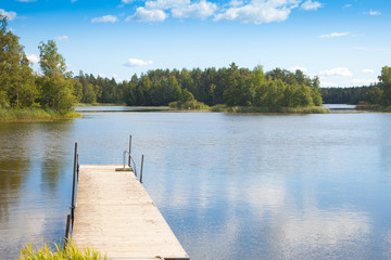 Beautiful view at little lake at Hjalmaren canal, Arboga, Sweden