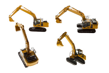 Excavator construction machinery four angles