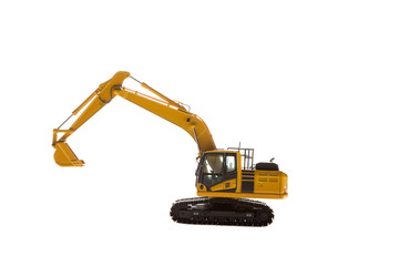 Heavy construction machinery isolated on white background