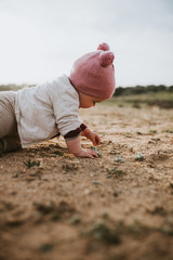 Baby playing nature