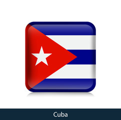 Flag of Cuba. Square glossy badge