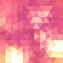 Triangle vector background. Can be used in cover design, book design, website background. Vector illustration. Pink, yellow, white colors.