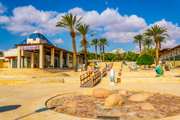 Fish sculptures situated on a passage between Eilat museum and Gallery in Israel