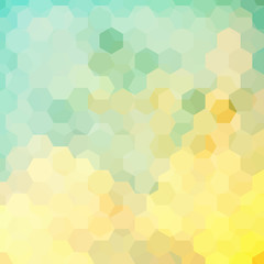 Fototapeta na wymiar Abstract hexagons vector background. Geometric vector illustration. Creative design template. Pastel green, yellow colors.