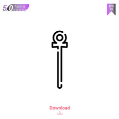 Outline cane icon isolated on white background. Line pictogram. Graphic design, mobile application, old Egypt icons, logo, user interface. Editable stroke. EPS10 format vector illustration