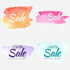 Sale final up to 70% off sign over art brush acrylic stroke paint abstract texture background poster vector illustration. Perfect watercolor design for a shop and sale banners.
