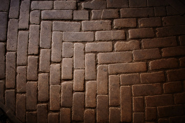 Interior space, bricks floor with hardwood