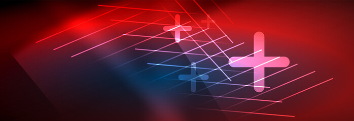 Neon glowing techno lines, hi-tech futuristic abstract background template with lines