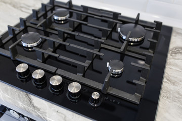 Modern stylish kitchen gas stove. Kitchen accesories