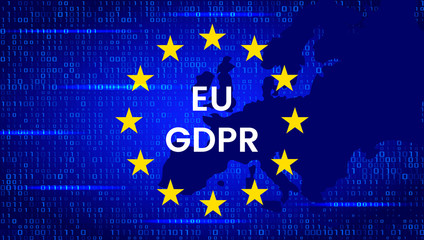 GDPR - European Union Data Protection Act. Modern banner with EU flag and protection symbol. vector