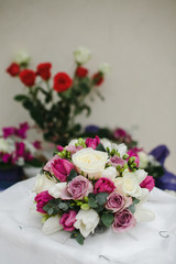 Bouquet of flowers live on a white background.