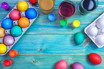 Fototapeta na wymiar Painting and Decorating Easter Eggs