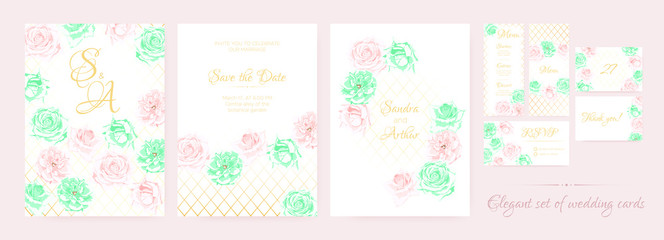 Wedding Cards or Invitation Templates Set.