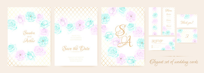 Vintage Wedding Invite Watercolor Set.