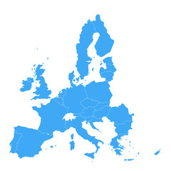 Political map of European Union, EU, member states. Simple flat vector illustration