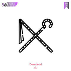 Outline crook icon isolated on white background. Line pictogram. Graphic design, mobile application, old Egypt icons, logo, user interface. Editable stroke. EPS10 format vector illustration