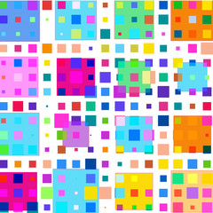 Bright colorful squares on a white background. 