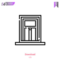 Outline door icon isolated on white background. Line pictogram. Graphic design, mobile application, old Egypt icons, logo, user interface. Editable stroke. EPS10 format vector illustration