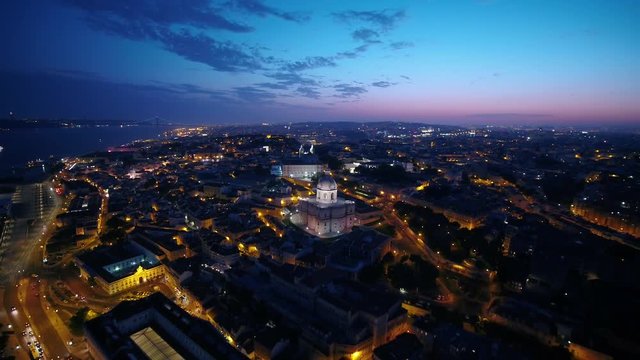 Aerial Portugal Lisbon June 2018 Night 15mm Wide Angle 4K Inspire 2 Prores  Aerial video of downtown Lisbon in Portugal at night with a wide angle lens.