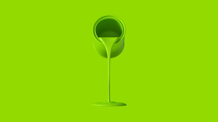 Lime Green Paint Tin Pouring 3d illustration 3d render