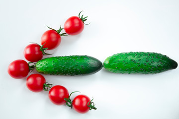 directional arrow laid out of vegetables food