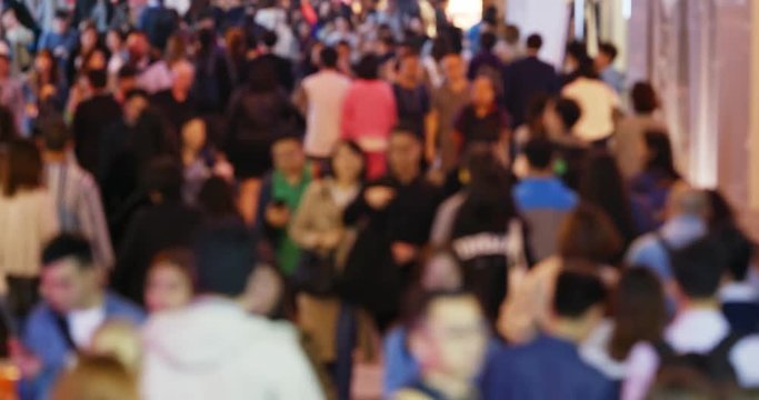 Blur of crowded with people walk in the street