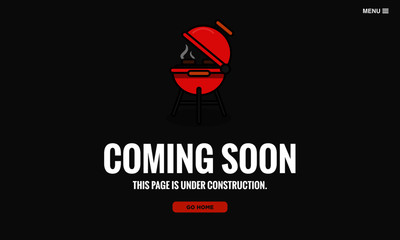 Coming Soon Page Interface Design with Barbeque Vector Illustration