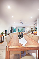 Dining table with chair middle of hall