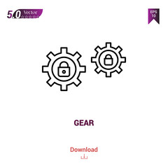 Outline GEAR icon isolated on white background. Line pictogram. Graphic design, mobile application, logo, user interface. Editable stroke. EPS10 format vector illustration