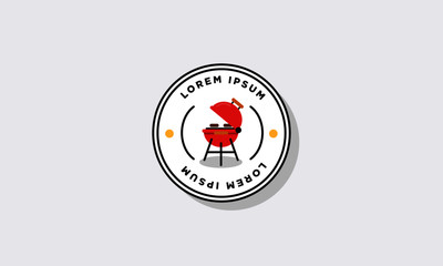 Barbeque Vector Illustration Badge Sticker Design Flat Style
