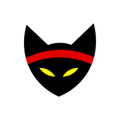Fototapeta na wymiar cat ninja illustration vector. a cat with a bandage. martial arts. Japan cat fox logo, icon