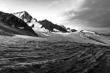 Glacier view, Mont Blanc massif mountains, France.