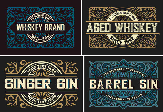 Set of 4 vintage labels ready for packing. Vector layered